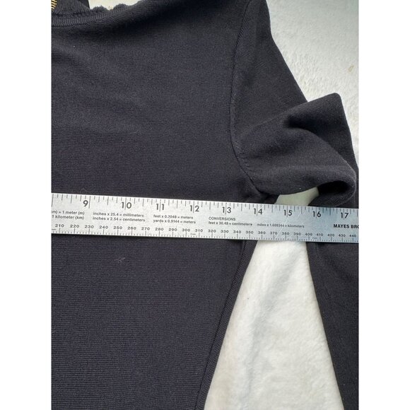 Kate Spade New York Black Pointelle Ruffle Sweater Dress Sz. XS Academia Preppy - Picture 5 of 8